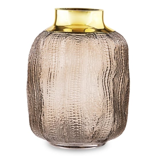 Dekoracyjny, brązowo - złoty wazon ze szkła Kampal 19 cm Duwen