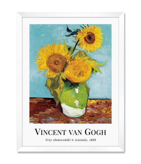 Dekoracyjny obraz do jadalni kuchni słoneczniki w wazonie reprodukcja Vincent van Gogh 32x42 cm iWALL studio