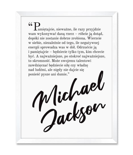 Dekoracyjny obraz do pokoju sypialni z sentencją Michael Jackson 32x42 cm iWALL studio