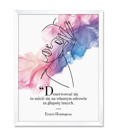Dekoracyjny obraz plakat do przedpokoju na klatkę schodową Line Art Ernest Hemingway iWALL studio