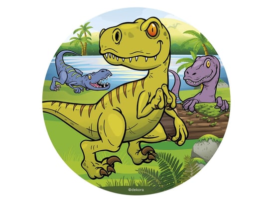 Dekoracyjny opłatek tortowy Dinozaur - 16 cm Dekora