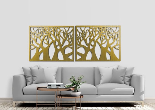 Dekoracyjny Panel Ażurowy, Drzewa, Dekoracja Ścienna 3D, Ornament,50 X 70 Cm, Złoty ORNAMENTI