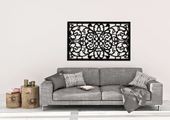 Dekoracyjny Panel Ażurowy, Ornament Kwiatowy, Dekoracja Ścienna 3D, 73 X 120 Cm, Czarny ORNAMENTI