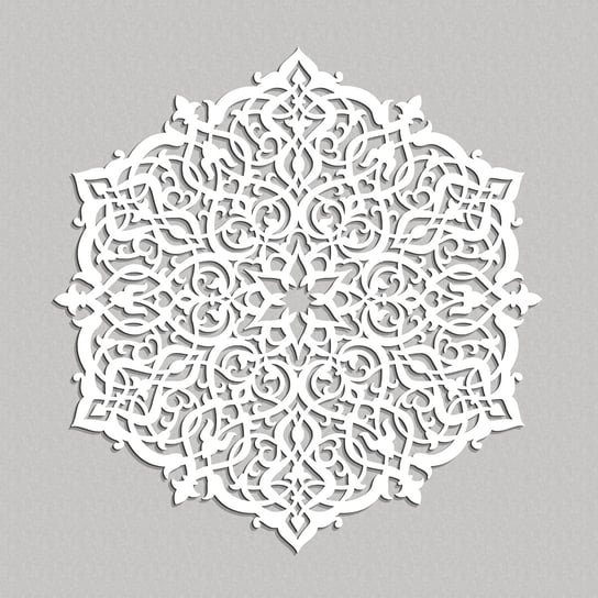 Dekoracyjny Panel Ażurowy, Rozeta Marokańska, Dekoracja Ścienna 3D, Ornament, 60 Cm, Biały ORNAMENTI