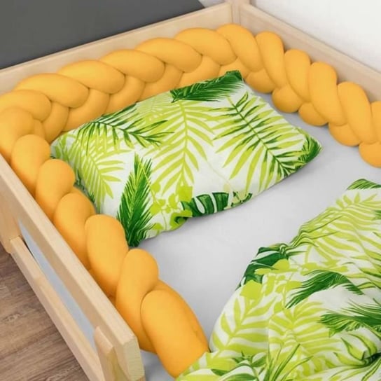 Dekoracyjny pleciony ochraniacz na łóżko dla dzieci i dorosłych - Benlemi - Musztardowy - 20 x 350 cm - Bawełna - Mieszany Inna marka