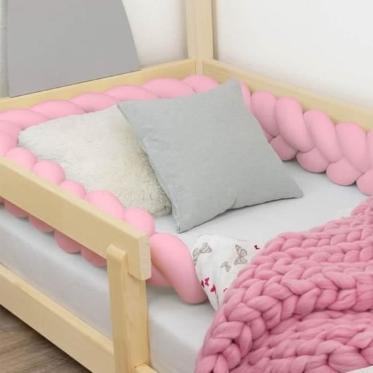 Dekoracyjny pleciony ochraniacz na łóżko dla dzieci i dorosłych - Różowy - 20 x 500 cm - Benlemi - Bawełna Inna marka