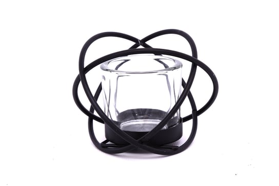 Dekoracyjny świecznik metalowy, czarny, 12x12x7 cm Sil