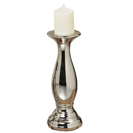 Dekoracyjny świecznik, srebrny, 29 cm Dekoria