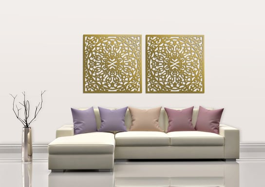 Dekoracyny Panel Ażurowy, Styl Marokański, Dekoracja Ścienna 3D, Ornament, Dyptyk , Złoty ORNAMENTI