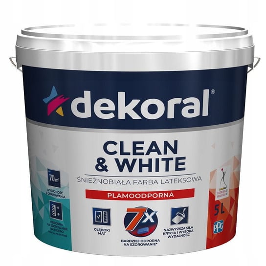Dekoral Clean & White Plamoodporna farba lateksowa 5l dekoral
