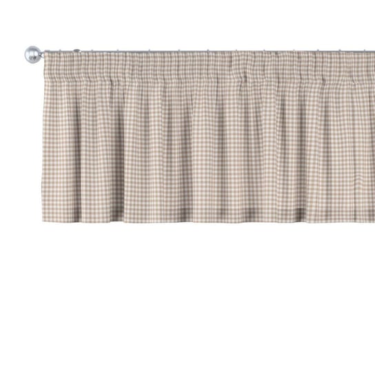 Dekoria, Quadro, lamberkin na taśmie marszczącej, beżowo-biała krateczka (0,5x0,5cm), 390×40cm Dekoria
