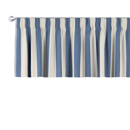 Dekoria, Quadro, lamberkin na taśmie marszczącej, niebiesko-białe pionowe pasy (5,5cm), 260×40cm Dekoria