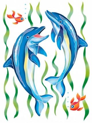 Delfiny, kolorowanka z farbami KSG
