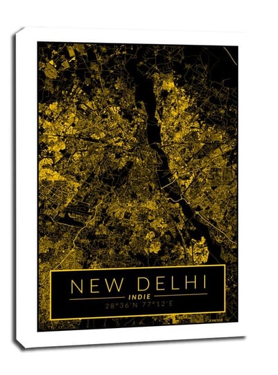 Delhi mapa złota - obraz na płótnie 60x80 cm Galeria Plakatu