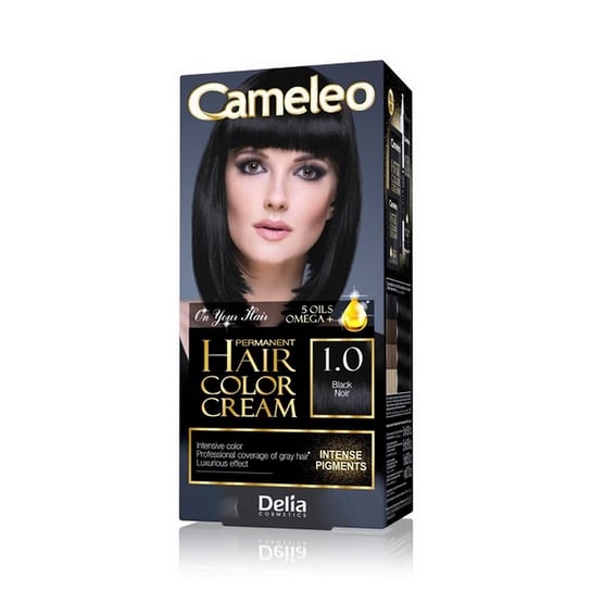 Delia Cosmetics, Cameleo Hair Color Cream, farba do włosów 1.0 Black Delia