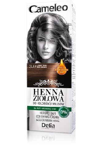 Delia Cosmetics, Cameleo, henna ziołowa do koloryzacji włosów nr 3.0 ciemny brąz, 75 g Delia