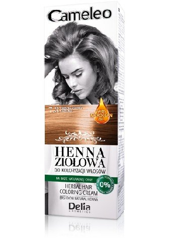 Delia Cosmetics, Cameleo, henna ziołowa do koloryzacji włosów nr 7.3 orzech laskowy, 75 g Delia