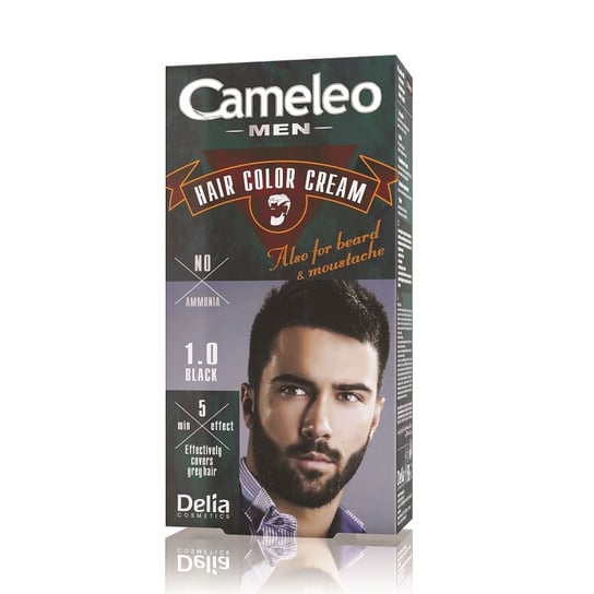 Delia Cosmetics, Cameleo Men, krem koloryzujący do włosów brody i wąsów 1.0 Black, 1 szt. Delia