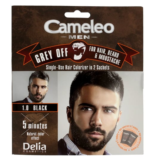 Delia Cosmetics, Cameleo Men, krem koloryzujący do włosów, brody i wąsów 1.0 black, 2x15 ml Delia