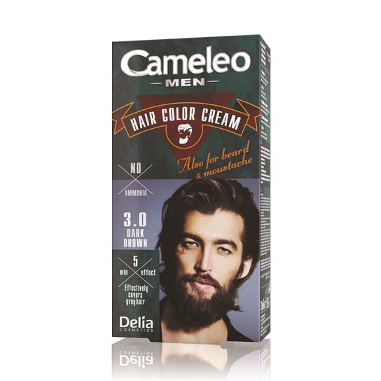 Delia Cosmetics, Cameleo Men, krem koloryzujący do włosów brody i wąsów 3.0 Dark Brown, 1 szt. Delia