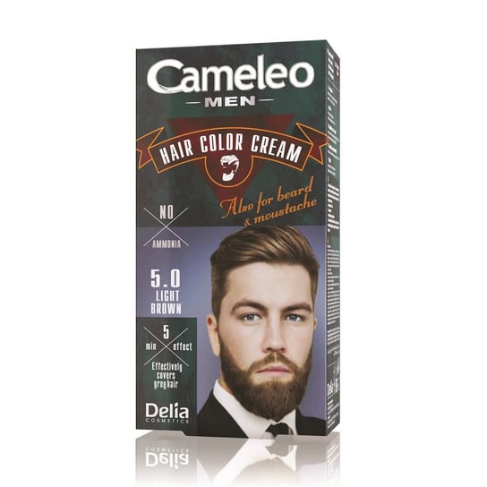 Delia Cosmetics, Cameleo Men, krem koloryzujący do włosów brody i wąsów 5.0 Light Brown, 1 szt. Delia