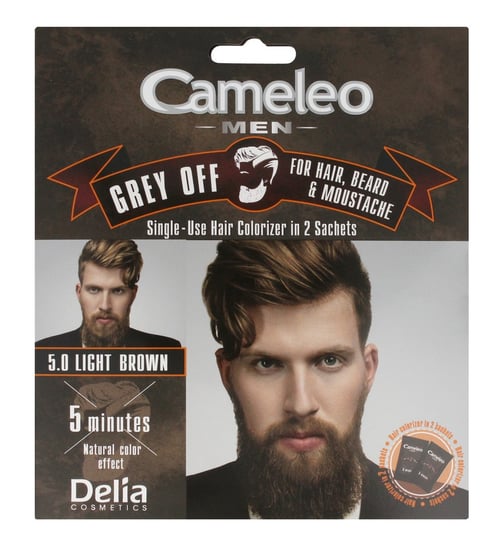 Delia Cosmetics, Cameleo Men, krem koloryzujący do włosów, brody i wąsów 5.0 Light Brown, 2x15 ml Delia
