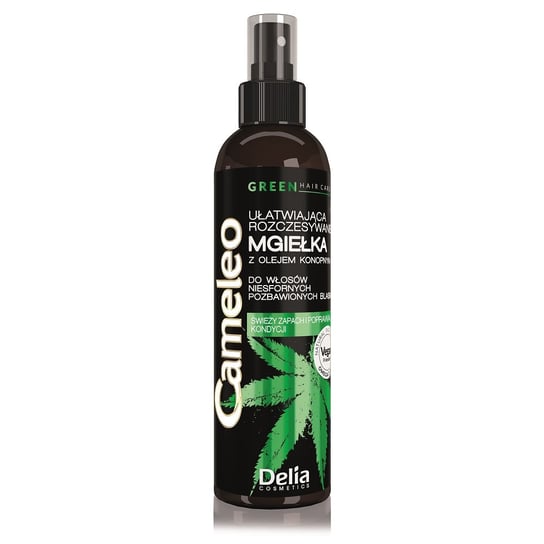 Delia Cosmetics, Cameleo, ułatwiająca rozczesywanie mgiełka z olejem konopnym do włosów niesfornych pozbawionych blasku Green Hair Care, 200 ml Delia
