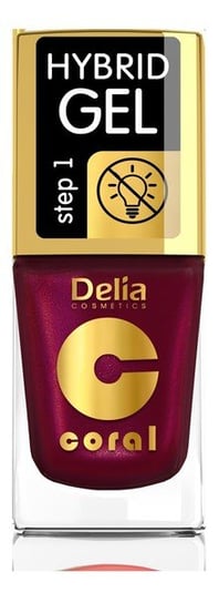 Delia Cosmetics Coral Hybrid Gel Emalia do paznokci lakier hybrydowy bez lampy 61 Perłowa Malina 11ml Delia