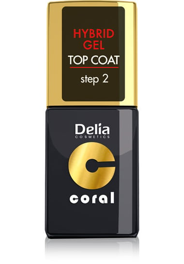 Delia Cosmetics, Coral Hybrid Gel, emalia do paznokci Top Coat, 11 ml Delia