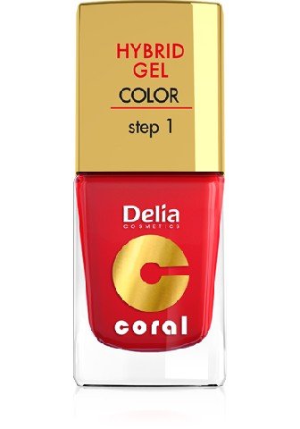 Delia Cosmetics, Coral Hybrid Gel, lakier do paznokci nr 01 czerwony, 11 ml Delia