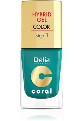 Delia Cosmetics, Coral Hybrid Gel, lakier do paznokci nr 10 metaliczna zieleń, 11 ml Delia