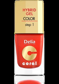 Delia Cosmetics, Coral Hybrid Gel, lakier do paznokci nr 14 pomarańczowa czerwień, 11 ml Delia