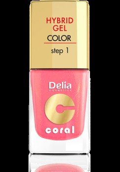 Delia Cosmetics, Coral Hybrid Gel, lakier do paznokci nr 16 ciepły średni róż, 11 ml Delia