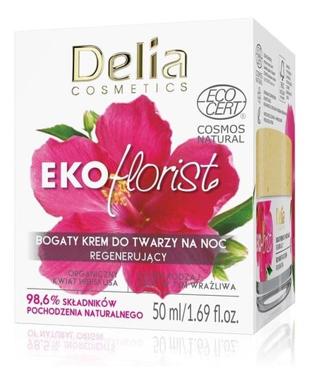 Delia Cosmetics EKOflorist Bogaty Krem do twarzy na noc - regenerujący Hibiskus 50ml Delia