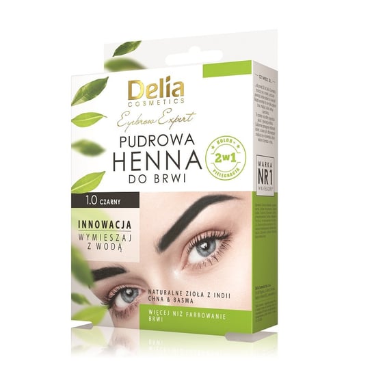 Delia Cosmetics, Eyebrow Expert, henna do brwi pudrowa 1.0 Czarna, 4 g Delia