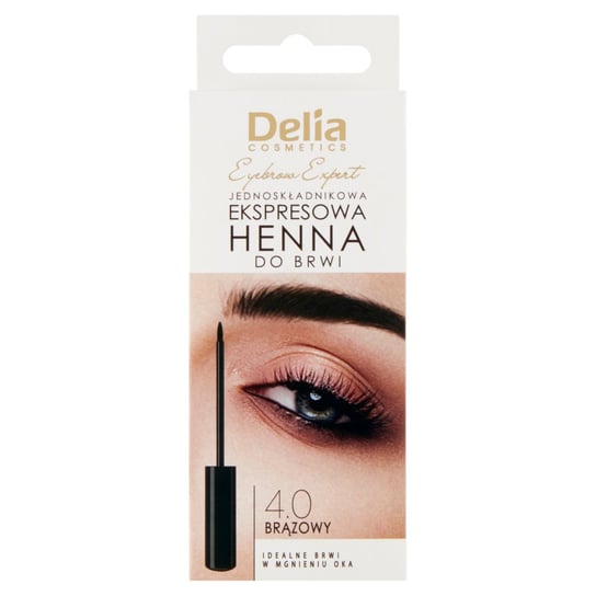 Delia Cosmetics, Eyebrow Expert Jednoskładnikowa ekspresowa henna do brwi, 4.0 brązowy, 6 ml Delia Cosmetics