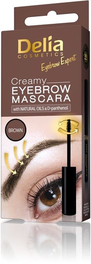 Delia Cosmetics, Eyebrow Expert, kremowa mascara do brwi Brown, 4 ml Delia Cosmetics