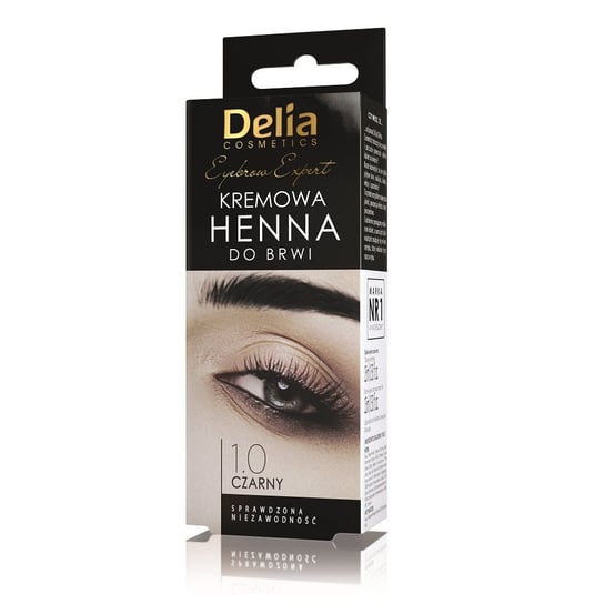 Delia Cosmetics, henna do brwi kremowa 1.0 Czarna, 15 ml Delia