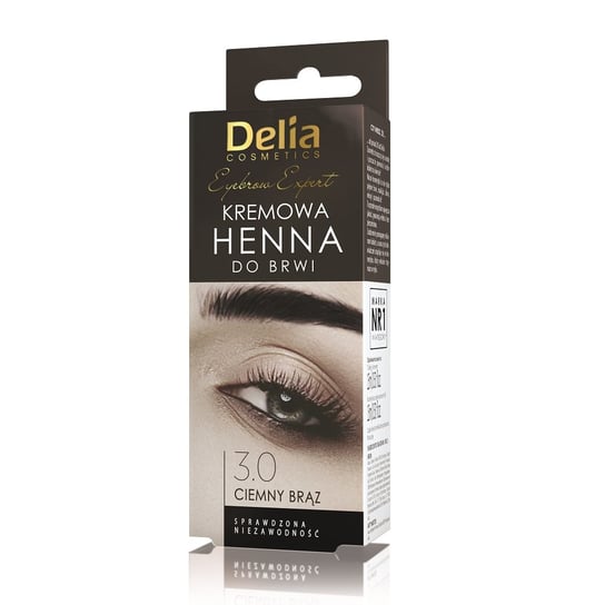 Delia Cosmetics, henna do brwi kremowa 3.0 Ciemny Brąz, 15 ml Delia
