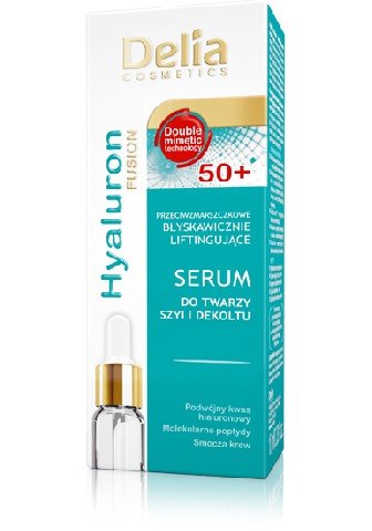 Delia Cosmetics, Hyaluron Fusion 50+, serum do twarzy szyi i dekoltu, 10 ml Delia Cosmetics