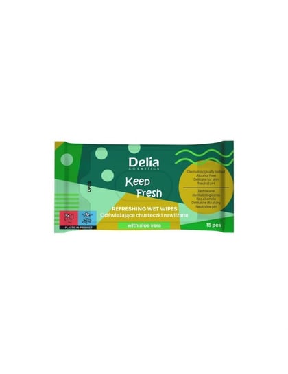 Delia Cosmetics Keep Fresh Odświeżające Chusteczki nawilżane - Aloe Vera 1op.-15szt Delia