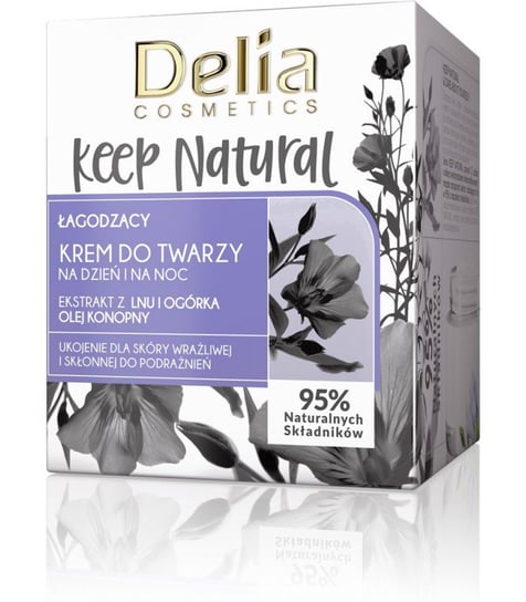 Delia Cosmetics, Keep Natural, łagodzący krem do twarzy na dzień i noc, 50 ml Delia