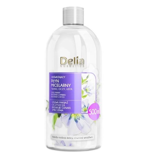 Delia Cosmetics, płyn micelarny odświeżający, 500 ml Delia