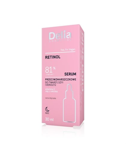 Delia Cosmetics RETINOL Serum przeciwzmarszczkowe do twarzy,szyi i dekoltu na noc 30ml Delia