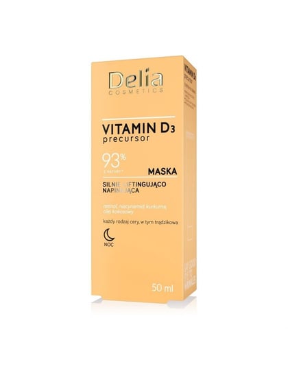 Delia Cosmetics, Vitamin D3, Liftingująca maska napinająca na noc, 50 ml Delia