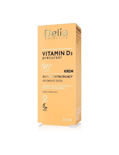 Delia Cosmetics, Vitamin D3 Precursor, Krem silnie rewitalizujący do okolic oczu na dzień i noc, 15 ml Delia