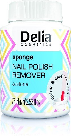 Delia Cosmetics, zmywacz do paznokci z gąbką acetonowy, 75 ml Delia