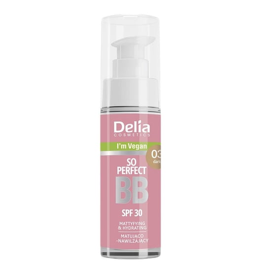 Delia So Perfect wegański krem BB z filtrem SPF30 03 Dark 30ml Delia