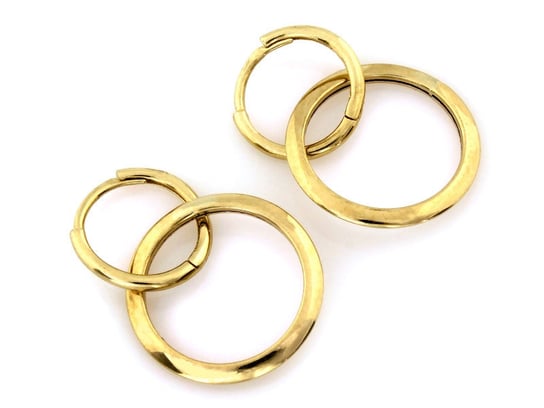 Delikatne kolczyki z żółtego złota 375 z dwóch kółeczek na prezent ringi Lovrin