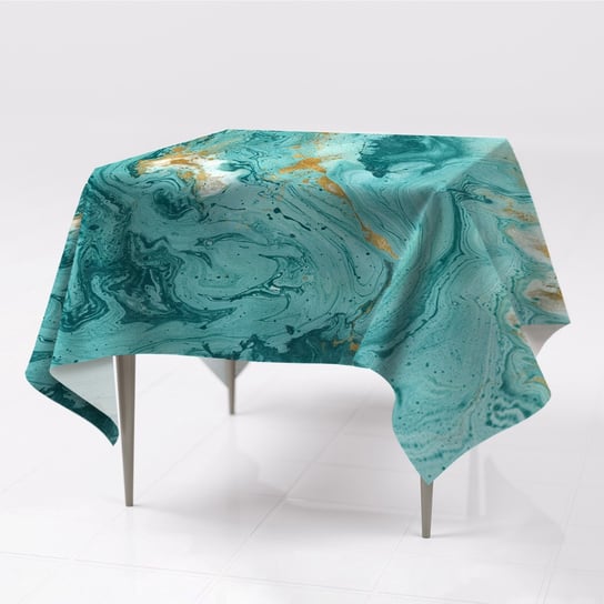 Delikatny gładki obrus kolory Marmur turkusowy eco, Fabricsy, 150x150 cm Fabricsy